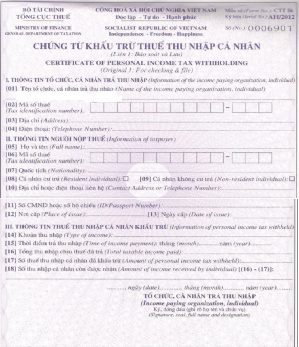 Quy định mới nhất về chứng từ khấu trừ thuế tncn là gì?