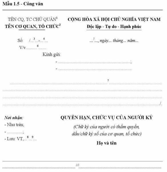 Mẫu văn bản theo nghị định 30_2020_NĐ-CP mới nhất hiện nay