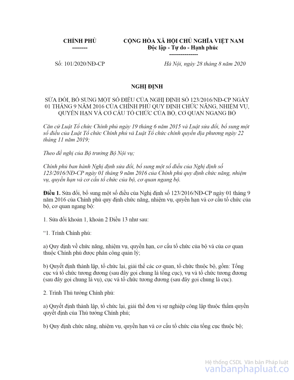 Nghị định 101 năm 2020