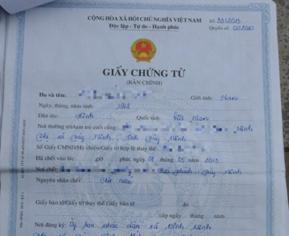 Giấy tờ thay thế giấy chứng tử