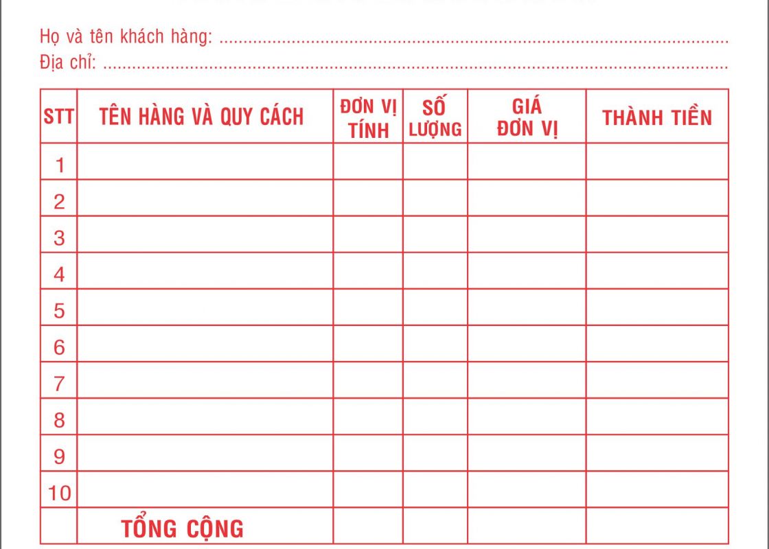 Mẫu đơn đề nghị mua hóa đơn lẻ mới nhất