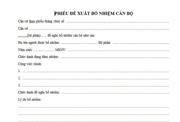 Mẫu đơn đề nghị bổ nhiệm chức vụ