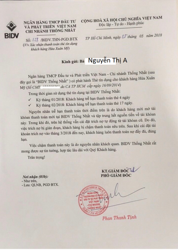 Mẫu giấy xác nhận dư nợ vay
