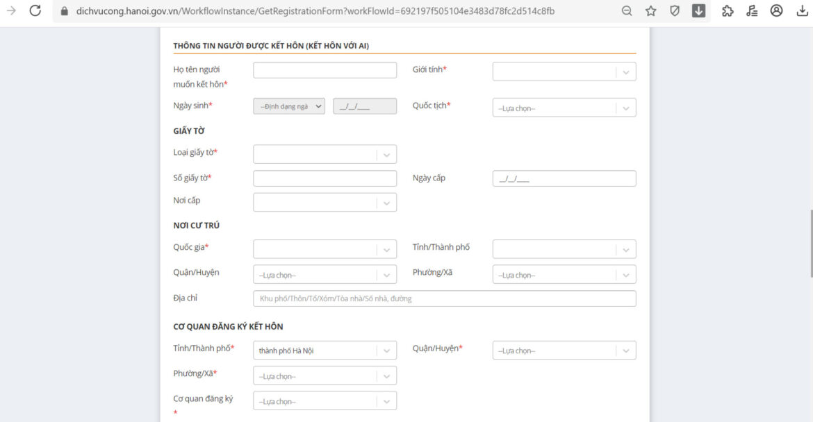 Thủ tục xác nhận tình trạng hôn nhân online tại Hà Nội