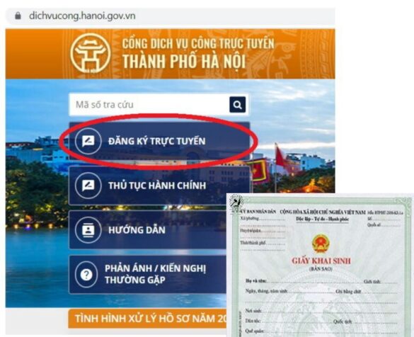 Đăng ký khai sinh trực tuyến tại hà nội