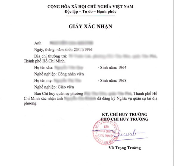 Quy định chung về giấy chứng nhận đăng ký nghĩa vụ quân sự năm 2022
