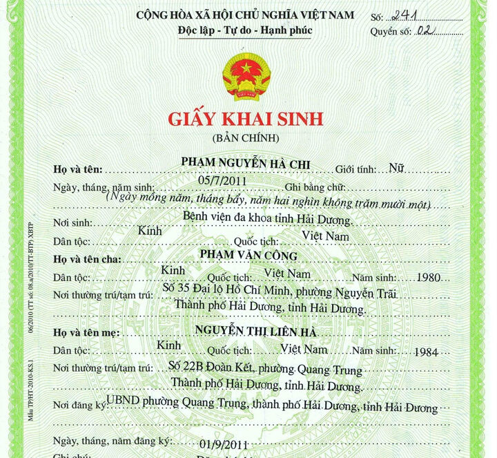 Dịch Việt Nhật giấy chứng sinh giấy khai sinh hộ khẩu  Dịch thuật Haruka
