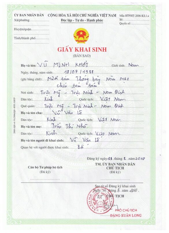 Theo quy định mới 2022 giấy khai sinh có ghi thông tin người đỡ đầu không?