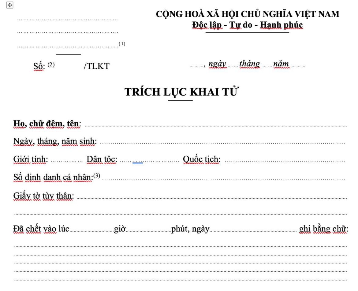 Thủ tục xin trích lục khai tử năm 2022