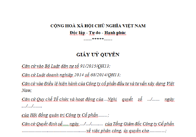 Mẫu giấy uỷ quyền công ty hiện nay thế nào?