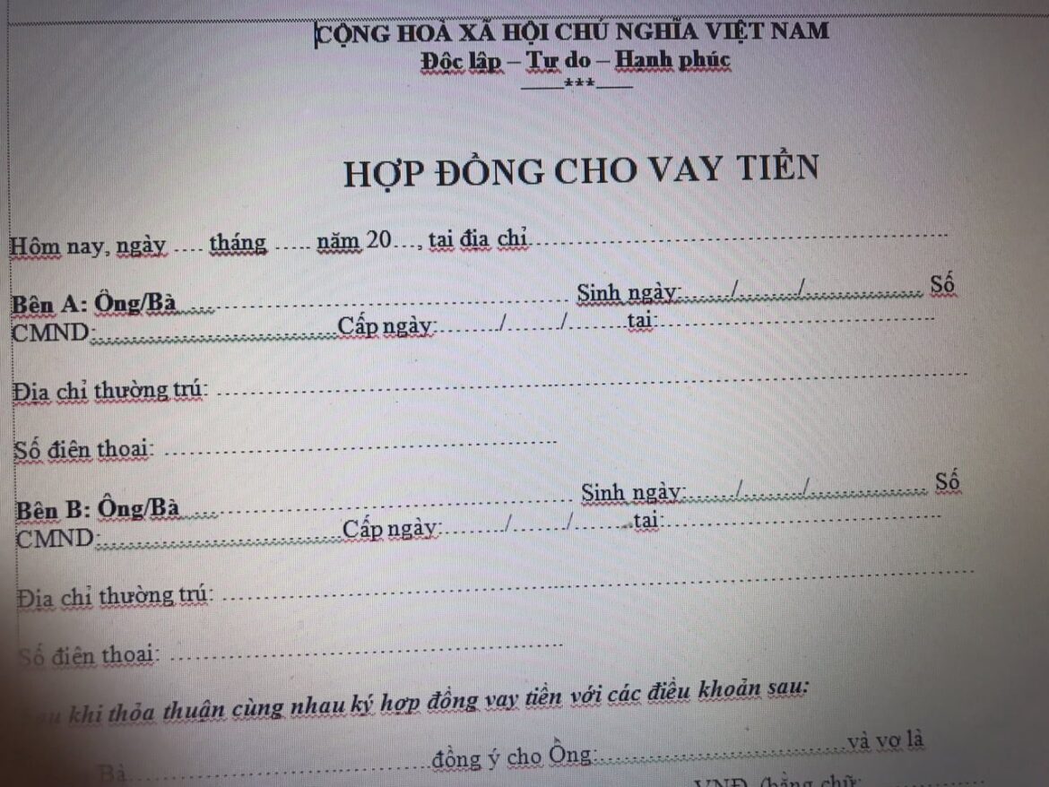 Ký hợp đồng vay tiền nhưng chưa nhận tiền,. Ký hợp đồng vay tiền nhưng chưa nhận tiền