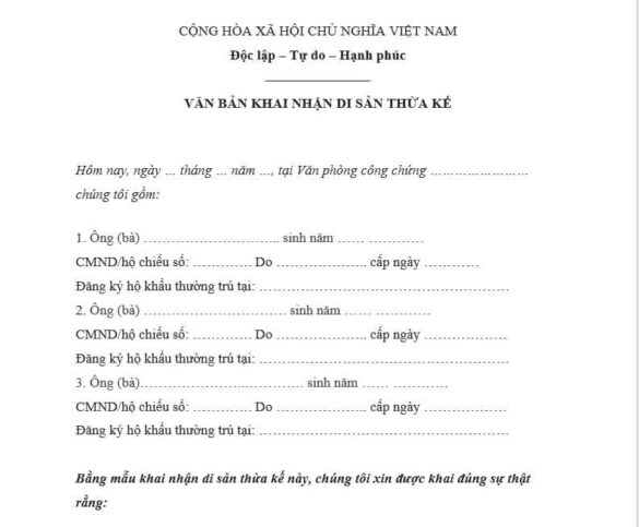khai nhận di sản thừa kế cần những gì